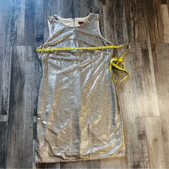 Vince Camuto SEQUIN SHIFT SHIMMER GOLD DRESS SIZE 14 NWT - Picture 5 of 6